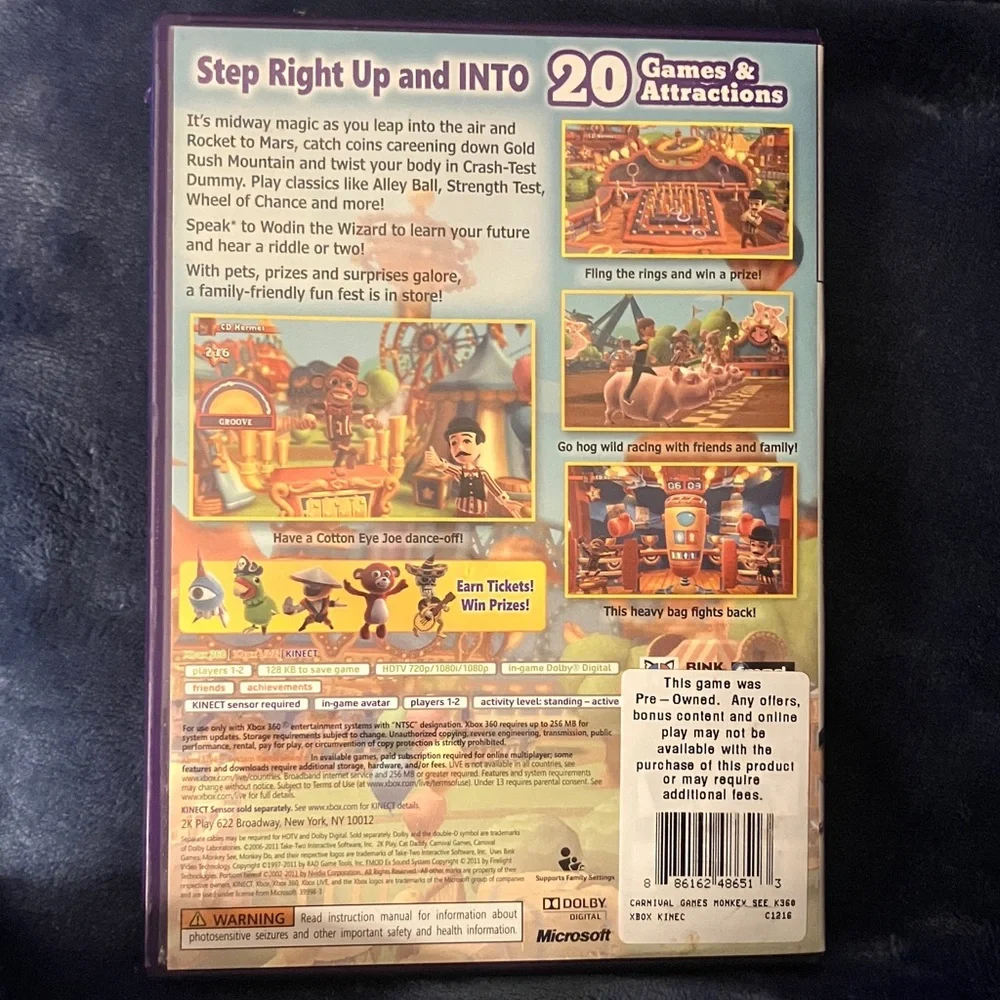 Carnival Games‎ Monkey See, Monkey Do for Xbox 360 Kinect - Colorful Fun Rated E
